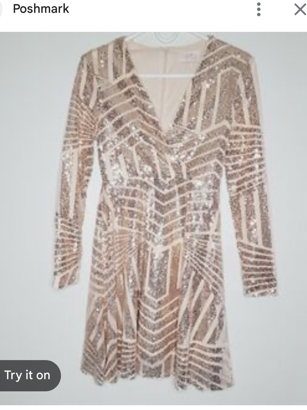 Club L London Rose Gold Sequin V-Neck Mini Dress